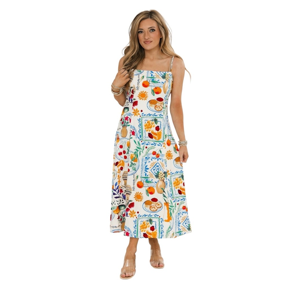 Le Lis White Multicolor Midi Dress